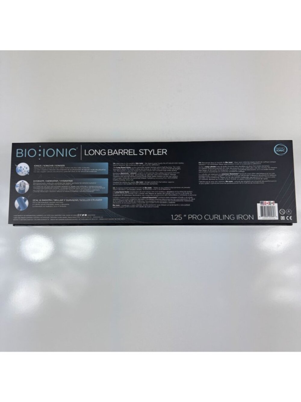 BIO IONIC Long Barrel Curling Iron Styler 1.25-Inch Black Nanoionic Beachy Waves - Picture 6 of 6